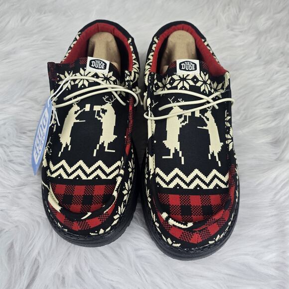 Hey Dude Wally Holiday Cheers Men\'s Size 11 Black Red Shoes Christmas Dudes main image 4